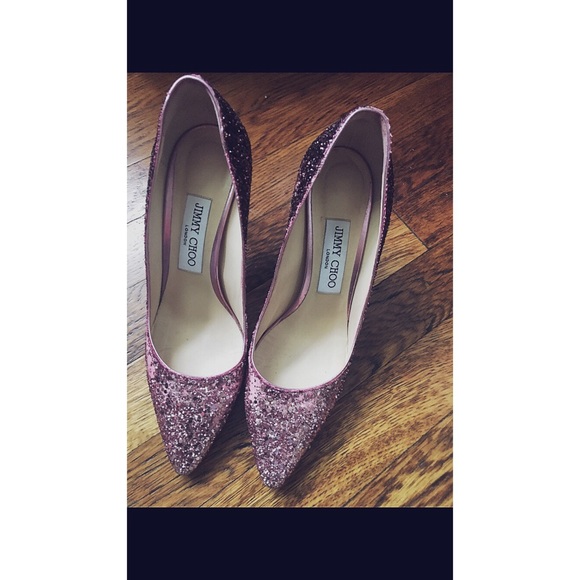 Jimmy Choo Shoes - Jimmy Choo Pink Glitter Pumps